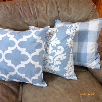 Cashmere Blue pillow cover, Premier Prints pillow cover, Steel Blue Damask pillow cover - image3
